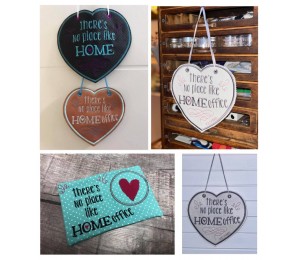 Stickdatei ITH - Türschild & Mug Rug There's no place like Homeoffice